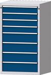 Schubladenschrank H1300xB760xT675mm lichtgrau/blau 8 Schubl.Vollauszug TECWERK