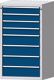 Schubladenschrank H1300xB760xT675mm lichtgrau/blau 8 Schubl.Vollauszug TECWERK