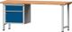 Werkbank B2000xT700xH840mm Buche massiv lichtgrau/blau 1Schubl.1Tür TECWERK