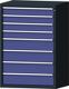 Schubladenschrank H1300xB910xT675mm grau/taubenblau NCS 8 Schubl.TECWERK