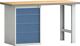 Werkbank B1500xT700xH840mm Buche massiv lichtgrau/blau 2Schubl.1Tür TECWERK