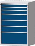Schubladenschrank H1300xB910xT675mm lichtgrau/blau 7 Schubl.TECWERK