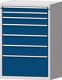 Schubladenschrank H1300xB910xT675mm lichtgrau/blau 7 Schubl.TECWERK