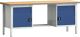 Werkbank B2000xT700xH840mm Buche massiv lichtgrau/blau 3Schubl.TECWERK