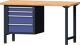 Werkbank B1500xT700xH840mm Buche massiv grau/taubenblau,NCS 4Schubl.TECWERK