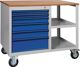 Werkbank B2000xT700xH840mm Buche massiv lichtgrau/blau 4Schubl.TECWERK