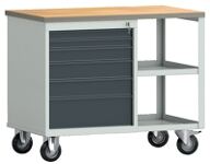 Werkbank B2000xT700xH840mm Buche massiv grau/taubenblau,NCS 4Schubl.TECWERK
