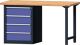 Werkbank B1500xT700xH840mm Buche grau/blau NCS 4Schubl.m.Standcontainer TECWERK