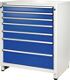 Werkbank B2000xT700xH840mm Buche lichtgrau/blau 4Schubl.m.Standcontainer TECWERK