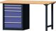 Werkbank B1500xT700xH840mm Buche massiv grau/taubenblau,NCS 5Schubl.TECWERK
