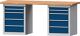 Werkbank B2000xT700xH840mm Buche massiv lichtgrau/blau 10Schubl.TECWERK