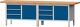 Werkbank B2800xT700xH890mm Buche massiv lichtgrau/blau 6Schubl.2Türen TECWERK