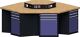 Sechseckwerkbank B2340xT2700xH850mm Buche massiv grau/t.blau NCS 12Schubl.6T.TW