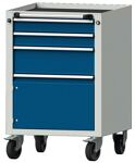 Schubladenschrank H930xB625xT640mm grau/blau 3 Schubl.Vollauszug1 Tür TECWERK