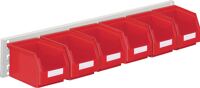 Sichtlagerkastenset H140xB920xT250mm Stahlblech/Polyethylen Ku.-besch.rot