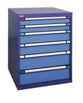 Schubladenschrank H1000xB1005xT695mm taubenblau NCS/hellblau 6Schubl.Vollauszug
