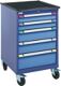 Schubladenschrank H992xB605xT695mm taubenblau NCS/hellblau NCS 5 Schubl.fahrbar