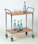 Etagenwagen, NW-Nr.: 9001440010 Gestell Edelstahl, 2 Böden  Holzdekor Tragfähigkeit 40 kg, L 660 x B 370 x H 730 mm  