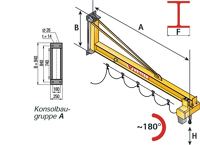 Wandschwenkkran PW 180 m.Elektrokettenzug u.Handfahrwerk Trgf.125 Auslad.3000mm