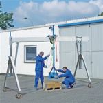 Portalkran m.Flaschenzug lichte B.4000mm Bau-H.2535mm Alu fahrbar Trgf.1000kg