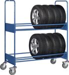 Reifenwagen 2 Reifentr.verstellb.i.Raster 150mm Ladefl.-L1420xB600mm STA blau