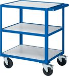 Tischwagen 3 Ladeflächen L660xB495xH800mm Ablage m.Winkelrahmen enzianblau