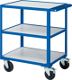 Tischwagen 3 Ladeflächen L660xB495xH800mm Ablage m.Winkelrahmen enzianblau