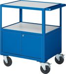 Tischwagen 3 Ladeflächen L660xB495xH800mm blau Ablage m.Winkelrahmen 1 Schrank