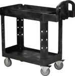 Tischwagen 2 Ladeflächen, NW-Nr.: 9000444082 L770xB420mm schwarz, Trgf.226kg Holme/Ladefläche PP, RUBBERMAID  