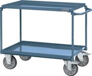Tischwagen Bügel waagerecht 2 Stahlblechwannen L850xB500mm Rand-H.40mm taubenbl.