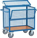 Drahtkastenwagen Ladeflächen-L1000xB700mm Längswand z.Hälfte abklappb.m.Deckel