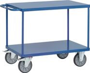 Tischwagen 2Ladeflächen L1200xB800mm blau Trgf.600kg Stahlblechboden FETRA