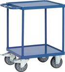 Tischwagen Bügel waagerecht 2Stahlblechwan. L600xB600mm Rand-H.10mm brillantbl.