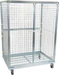 Rollbehälter L950xB1350xH1820mm 3Seitenwände,Flügeltür,Dach Elastic,grau Bereif.