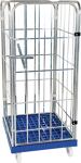 Rollbehälter L724xB815xH1660mm 3 Seitenwände,Tür,Ku-Plattform PP Bereifung grau