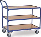 Tischwagen 3 Ladeflächen L1000xB700mm brillantblau Trgf.300kg Bügel senkrecht
