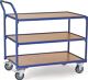 Tischwagen 3 Ladeflächen L1000xB700mm brillantblau Trgf.300kg Bügel senkrecht