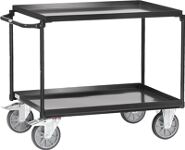 Tischwagen Bügel waagerech 2Stahlblechwannen L1000xB700mm Rand-H.40mm grau FETRA
