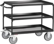 Tischwagen Bügel waagerecht 3Stahlblechwannen L850xB500mm Rand-H.40mm grau FETRA