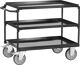 Tischwagen Bügel waagerecht 3Stahlblechwannen L850xB500mm Rand-H.40mm grau FETRA