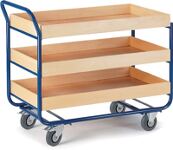 Tischwagen 3 Holzwerkstoffplatten L1000xB575mm Rand-H.80mm enzianblau