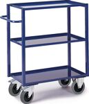 Tischwagen Bügel waagerecht 3Stahlblechwannen L995xB695mm Rand-H.30mm enzianblau
