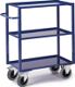 Tischwagen Bügel waagerecht 3Stahlblechwannen L995xB695mm Rand-H.30mm enzianblau