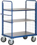 Etagenwagen L1000xB700xH1500mm Gesamttrgf.1200kg 3Etagen Drahtgitter o.Längswand