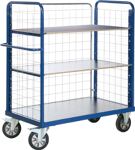 Etagenwagen L1000xB700xH1500mm Gesamttrgf.1200kg 3Etagen Drahtgitter m.Längswand