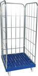 Rollbehälter L724xB815xH1660mm 3Seitenwände Ku.-Plattform PP Bereifu. enzianblau