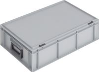 Kunststoffkoffer L600xB400xH183mm PP 2 Griffe Schiebeverschluss grau 34l