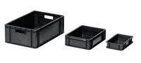 Transportstapelkasten L300xB200xH75mm PP leitfähig schwarz geschl.16 St/Karton