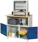 Computertisch H1840xB1100xT790mm stationär enzianblau/lichtgrau RAU
