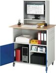 Computertisch H1860xB1100xT800mm mobil enzianblau lichtgrau